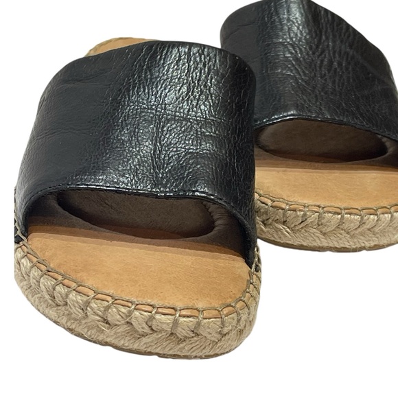 BORN SAN BENITO BLACK LEATHER ESPADRILLE SLIDE SANDALS SZ 7M EUC - Picture 7 of 14
